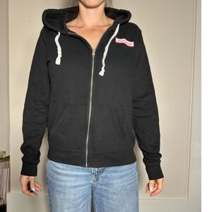 hollister black zip up hoodie size large